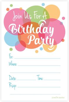 a birthday party card with balloons on it