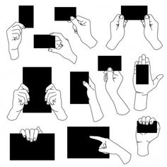 hand gestures with black squares on white background - stock photo, images and clipart