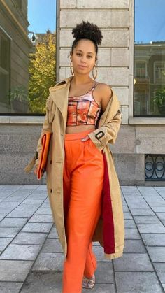 These Orange Faux Leather Pants are super stylish and your skin just glows when wearing them. These pants are very comfortable yet stand out. They are super easy to style, YOU can dress them up with a pair of heels or dress them casually with trainers or sandals. Style Women, Good Vibes, Real Leather, Orange Color