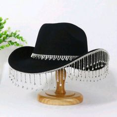 I Have For Sale A Gorgeous Black Fringe And Rhinestone Western Cowboy/Cowgirl Hat. This Hat Is New With Tags. You Will Definitely Be The Talk Of The Group As You Turn Heads With This Beautiful Hat. Don't Miss Out On This Great Buy And Free Shipping. Kane Brown, Western Cowboy Hats, Brown Fits, Cowgirl Hat, Cowboy Cowgirl, Western Hats, Cowgirl Hats, Black Fringe, The Talk