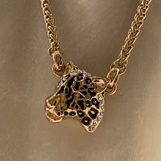 Ann Taylor Gold Necklace Exotic Panther Jaguar Design Gold, Face Black And Gold High Quality Rhinestone. 3 Sizes Fit, Logo In The Back Authenticity. New, Tag, Dust Bag. Jaguar Necklace, Jaguar Design, Taylor Necklace, Preppy Necklaces, Large Pearl Necklace, Ombre Necklace, Asymmetrical Necklace, Dr Closet, Flower Statement Necklace