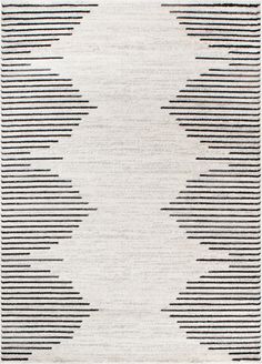 a black and white rug with lines on it