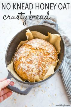 a loaf of bread sitting in a pan on top of a table