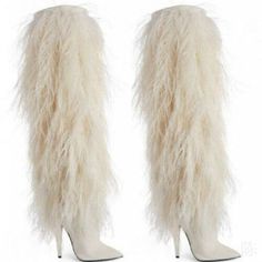 (eBay) Find many great new & used options and get the best deals for Womens Furry Pointy Toe Stilettos Heels Knee High Thigh Boots Ball Gown Shoes at the best online prices at eBay! Free shipping for many products! Ball Gown Shoes, Fur Boots Heels, Halloween Costume Boots, White Fur Boots, Brown Fur Boots, Boots Stilettos, High Thigh Boots, Ladies Long Boots, Knee High Boots Winter