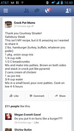 the facebook page for crock pot moms, which is being displayed on an iphone