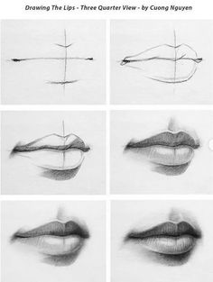 the steps to draw lips with pencils