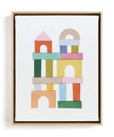 This children's wall art piece is a modern, colorful, abstracted take on traditional baby blocks. The stacked blocks feature a cheerful color palette with a subtle texture. It's the perfect way to brighten up a wall in a nursery, toddler bedroom, or playroom. Stacked Blocks, Baby Color, Toddler Bedroom, Childrens Wall Art, Toddler Bedrooms, Baby Blocks, Color Painting, Baby Colors, Nursery Art Prints