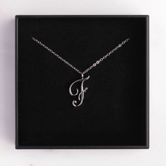 "F Initial Pendant Necklace / Dainty Silver Necklace / Custom Necklace / Name Silver Necklace / Personalized silver necklace / Letter F Dainty \"F\" initial. Perfect every day necklace. Lovely gift for your self, sister, bridesmaids, new mom. Convo me if you would like to customize the length of the chain. The possibilities are endless. Pendant: Base metal is brass and silver plated. Chain is 18 inches, sterling silver. (if you would like a longer or shorter chain, please contact us to customize Personalized Silver Clavicle Chain Charm Necklace, Silver Stainless Steel Necklace For Personalized Gift, Personalized Silver Stainless Steel Necklace, Silver Initial Pendant Clavicle Chain Necklace, Personalized Sterling Silver Clavicle Chain Charm Necklaces, Silver Initial Pendant Necklace Nickel Free, Sterling Silver Initial Pendant Necklace For Birthday, Silver Minimalist Name Necklace For Birthday, Silver Minimalist Name Necklace For Birthday Gift