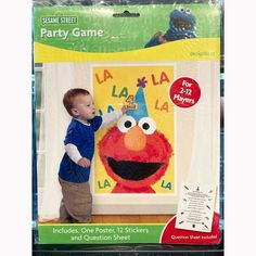 the sesame street party game for kids includes one poster, 12 stickers and question sheet