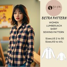 Women Lumberjack Shirt Sewing Pattern,Plaid Shirt,Flannel Shirt,Buttondown Shirt Pattern,Round Collar Shirt,available as an instant download (pdf) sewing pattern bundle with a range of size options , including plus sizes ⭐ US Sizes: 2️⃣, 4️⃣, 6️⃣, 8️⃣, 1️⃣0️⃣, 1️⃣2️⃣, 1️⃣4️⃣, 1️⃣6️⃣, 1️⃣8️⃣, 2️⃣0️⃣, 2️⃣2️⃣, 2️⃣4️⃣, 2️⃣6️⃣, 2️⃣8️⃣, 3️⃣0️⃣ ⭐ Standard Sizes: XS, S, M, L, XL, 2XL, 3XL, 4XL 🧵 These patterns are compatible with A4, A0, and US Letter size papers. 🪡 After your payment is processed, yo Flannel Shirt Sewing Pattern, Round Collar Shirt, Shirt Patterns For Women, Shirt Sewing, Shirt Flannel, Shirt Sewing Pattern, Sewing Pattern Sizes, Lumberjack, Collar Shirt