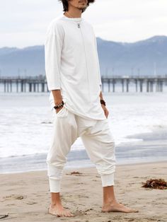 Meditation Outfit, Urban Zen, Mens Top, Yoga Shirt, Fashion District, Urban Looks, Festival Tops, Ivory Tops, Yoga Shirts