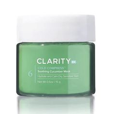 For the weary and irritated, ClarityRx Cold Compress Soothing Cucumber Mask cools on contact to bring instant relief to your stressed skin. Calming cucumber, chamomile and aloe blend together to soothe and hydrate. This gentle gel mask will provide relief for inflammation, redness and rosacea-prone skin. Suitable For These Skin Types: All Application Area: Face & Neck Medical Grade Skin Care, Cucumber Mask, Skin Quiz, Gel Mask, Dermatologist Recommended, Facial Masks, Skin Type, Cucumber, Skin Types