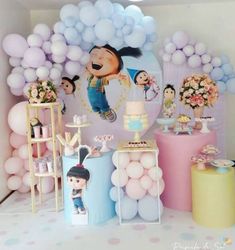 a birthday party with balloons and decorations