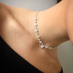 Silver choker crystal choker necklace adjustable choker Jewelry Necklaces Silver Jewels, Choker Necklace With Pendant, Choker Necklace Designs Silver, Prom Accessories Jewelry Silver, Diamond Necklace Formal, Bridal Necklace Choker, Hoco Jewelry Ideas, Prom Inspo Jewelry, Silver Hair Piece