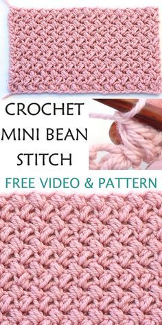 the crochet mini bean stitch pattern is shown