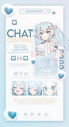 the web page for chat central, which is designed to look like an anime character