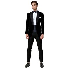 Package Includes: 1 x Jacket - 1 x Pant

Step into the spotlight with our exclusive Black Velvet Tuxedo, adorned with eye-catching crystal bead details for an extra touch of elegance. This tuxedo combines the timeless charm of velvet with a hint of sparkle, perfect for making a statement at any high-end event.

 	Fabric: Velvet
 	Lining Fabric: Silk
 	Pattern: Plain
 	Buttons: Black Satin Fabric
 	Construction: Half Canvas
 	Seasonality: All Season
 	Jacket: Shawl Lapel,  Crystal Bead On Lapel, Classic Fitted Suits For Gala, Tuxedo Blazer For Black-tie Gala Events, Elegant Tuxedo For Gala, Elegant Tailored Blazer For Gala, Tailored Elegant Blazer For Gala, Tailored Suits For Gala Parties, Tailored Elegant Tuxedo For Gala, Slim Fit Tuxedo Blazer For Party, Classic Tailored Suits For Gala