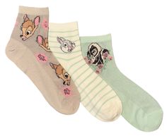 DISNEY BAMBI Ladies 3 Pair Of Capri Socks THUMPER The Bunny, FLOWER - Novelty Socks And Slippers Flower The Skunk, Bambi Thumper, Bunny Flower, Point Design, Style Socks, Crochet Style, The Bunny, Novelty Socks, High Point