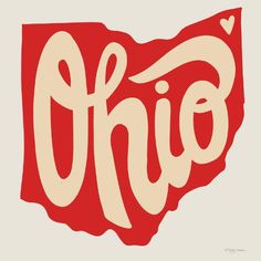 an image of the state of ohio in red and white with hearts on it's map