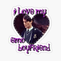 i love my emo boyfriend sticker with harry potter heart in the middle and text