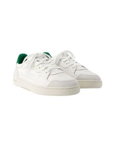 Colour: Blanc White/Green Sole: Rubber Lining: Mesh Closure: Top laces Toe shape: Round Fit: True to size Sizing European Product ID: 277331 Original Price: EUR 276 Gender: Women Material: Leather Axel Arigato, Green Leather, Lace Tops, White Green, Leather Sneakers, Mesh, Sneakers, The Originals, Green