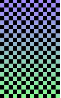 a black and blue checkered pattern with green squares on the bottom, in different colors