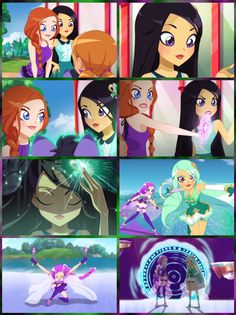 many different pictures of the same character in disney's little mermaids, including princess aurora