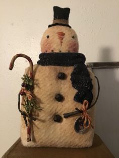 a snowman made out of some kind of material