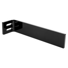 a black shelf with two holes on it