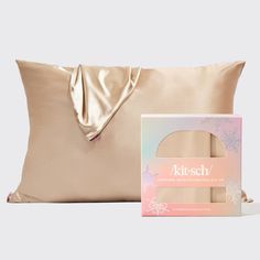 Drift off into the Kitsch Beauty Wonderland with this satin pillowcase gift set Silky-soft satin is gentle on hair, skin, eyelashes & eyebrows Helps tame frizz & reduce breakage while sleeping WHY YOU’LL LOVE THIS -Good-for-your-skin satin may help reduce breakouts, minimize the look of wrinkles & keep skin feeling hydrated -Frictionless, lightweight material is comfortable & stays cool all night 600 Thread-Count Includes 2 queen/standard size pillowcases (26”x19”) with invisible zip closure -OE Satin Pillow, Satin Pillowcase, Happy Skin, Happy Hair, Silk Pillow, Silk Pillowcase, Best Pillow, Ulta Beauty, Hair Skin