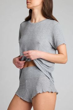 Whipped Boyfriend Tee in Heather Grey – Negative Underwear Boyfriend Tee, Fall 2024, Oversized Fits, Heathers, Heather Grey, Lounge Wear, Lounge, Grey, Fabric