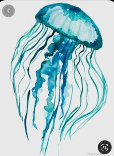 a watercolor painting of a jellyfish