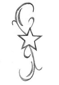 a star and crescent tattoo design on a white background