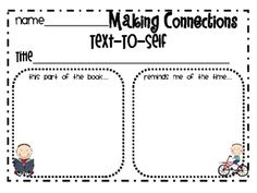 a worksheet for making connections to text - to - self with two people