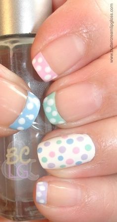 Spring nails Easter Themed Nails, Polka Dot Nail Art, Dot Nail Art, Polka Dot Nails, Dots Nails, Nails Polish, Spring Nail Art