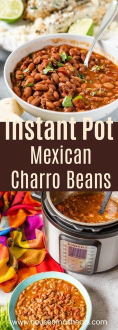 instant pot mexican charro beans in a slow cooker