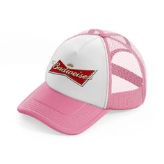 budweiser logo white pink and white trucker hat Budweiser Logo, Trucker Hat Fashion, Pink Trucker Hat, Classic American Style, Black Trucker Hat, Logo Making, Vintage Humor, Classic American, American Style