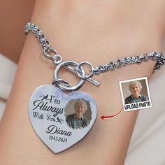 an image of a woman's bracelet with a heart charm