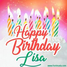 a birthday card with candles in the shape of a cake and words happy birthday linda