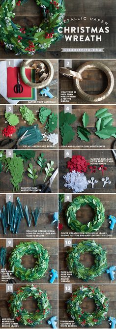 christmas wreaths made out of paper and scissors