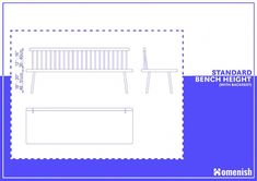 the bench height guide is shown in blue and white