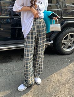 Size (CM) Waist Circumference Hips Pants Length S 60 88 105 M 64 92 106 L 68 96 107 Model is 162cm 43kg wears size S Loose Plaid Pants, Plaid Pants Outfit Grunge, Casual Wide-leg Plaid Pants, Casual Plaid Wide-leg Pants, Checkered Pants Outfit, Casual Full-length Plaid Pants, Plaid Pants Outfit, Check Pants, Square Pants