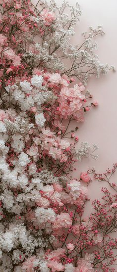 pink and white flowers against a light pink background