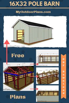 the plans for a pole barn are shown