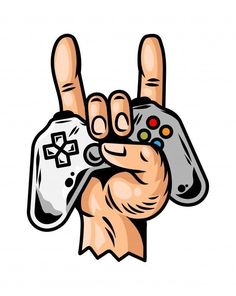 a hand holding a video game controller in it's left hand, with the thumb up