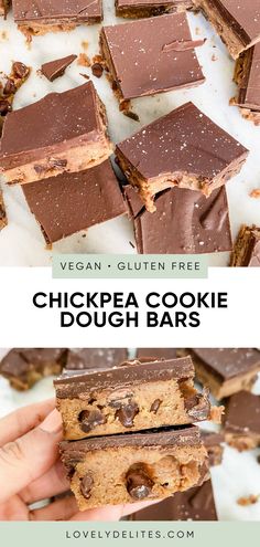 vegan and gluten free chickpea cookie dough bars with chocolate chips