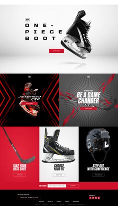 an image of a website page with hockey gear on it