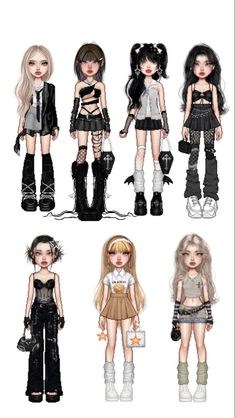 some very cute looking dolls in different outfits