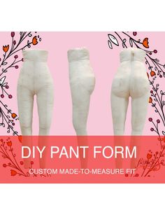 two white mannequins with the words diy pant form