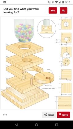 an app showing how to make a wooden toy tower with lots of woodworking tools